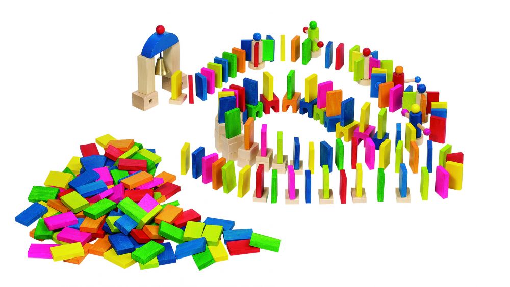 Image of Fa dominópálya építőjáték