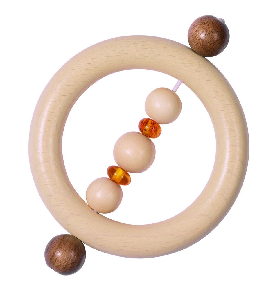 Image of Natúr fa babajáték, rágóka borostyánkővel