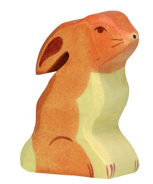 Image of Fa játék állatok - nyúl, ülő